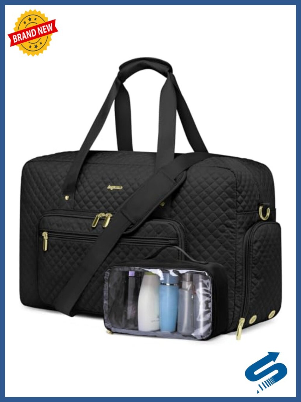 Large Travel Duffle Bag for Women, Carry On Weekender with Shoe Compartment,